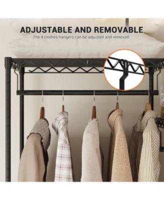 Metal Clothing Rack with 8 Adjustable Shelves and 4 Hanging Rods, Freestanding Garment Rack Organizer