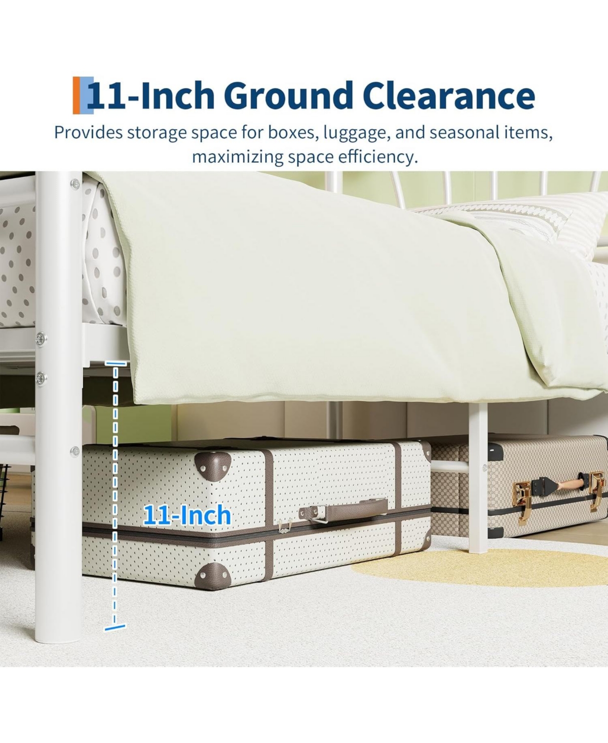 gaomon Metal Bed Frame, Frames for Girls, Platform with Heart-Shaped Design Headboard&Footboard, Heavy-Duty - Twin