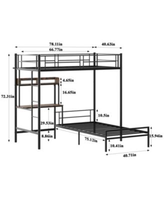 Twin Over Twin Bunk Bed with Desk, Charging Station & Storage