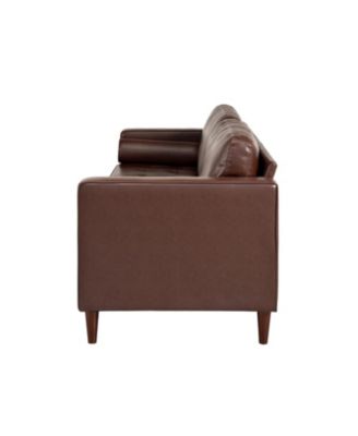 Streamdale Mirod Mid-Century Modern PU Leather 3-Seat Sofa with Solid Wood Legs