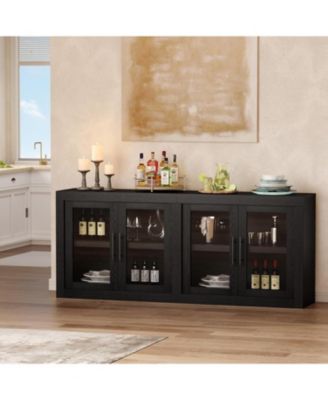70.8" Sideboard Buffet Cabinet with 4 Glass Doors, Farmhouse Modern Accent Storage Cabinet