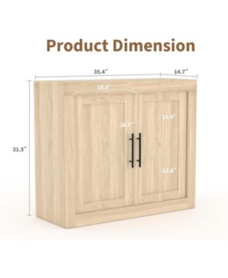 35.4" Sideboard Buffet Cabinet with 2 Doors, Farmhouse Modern Coffee Bar Credenza