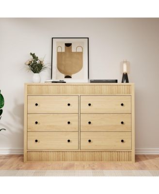 6-Drawer Dresser for Bedroom, 47" Wide Wooden Chest of Drawers