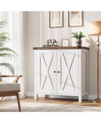Farmhouse Sideboard Buffet Cabinet with 2 Doors and Adjustable Shelves, Small Accent Storage Cabinet