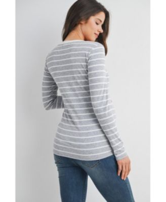 Maternity Striped V Neck Long Sleeve Top