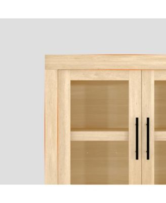 70.8" Sideboard Buffet Cabinet with 4 Glass Doors, Farmhouse Modern Accent Storage Cabinet, Beige