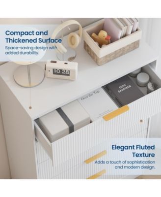 5-Drawer Dresser for Bedroom, Fluted Wooden Chest of Drawers with Handles