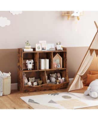 Kids Bookshelf and Toy Storage Bookcase, Multi-Shelf Cubby Organizer for Playroom and Classroom