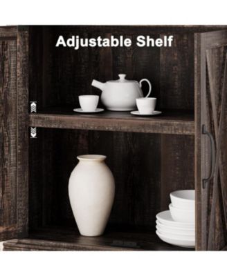 Farmhouse Bookcase with Doors, 5-Tier 70" Tall Bookshelf with Storage Cabinet for Living Room