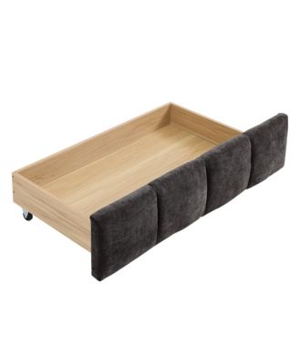  King Size Upholstered Bed Frame - Chenille Fabric, Storage Drawer
