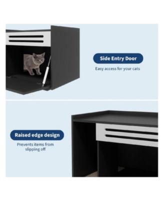 Modern Litter Box Enclosure Cabinet, Concealed Litter Box with Vent Door and Side Storage Drawer