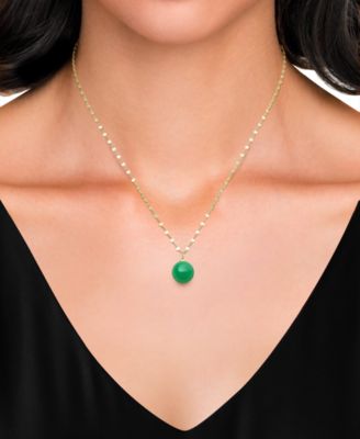 Dyed Green Jade Lana Chain Necklace in 14k Gold Over Silver