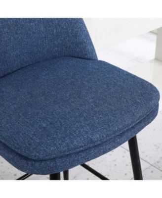 Blue Linen Counter Height Swivel Barstools (Set of 2), Upholstered with Metal Legs