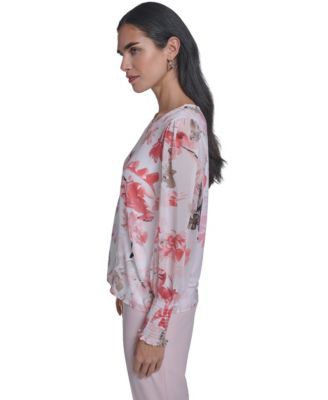 Women's Mixed Media Long-Sleeve Top