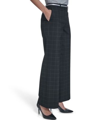 Women's Windowpane Wide-Leg Pants
