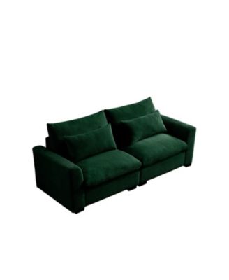 Modern Green Corduroy 2-Seater Sofa