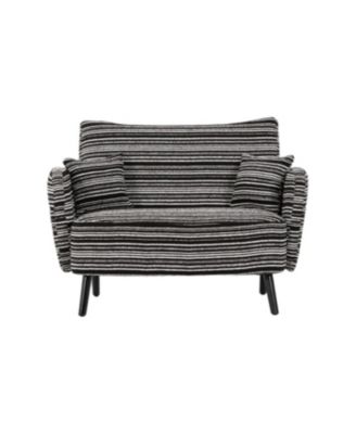 Modern two-seater sofa with armrests, pillows, and storage pockets