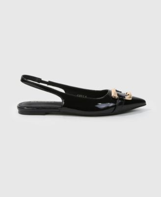 Women's Caeli Slingback Flats with Gold Tone Buckle