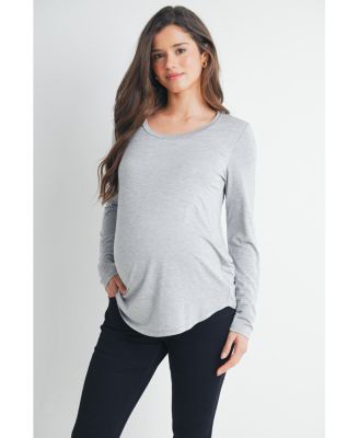 Maternity Casual Scoop Neck Long Sleeve Nursing Top