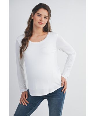 Maternity Casual Scoop Neck Long Sleeve Nursing Top