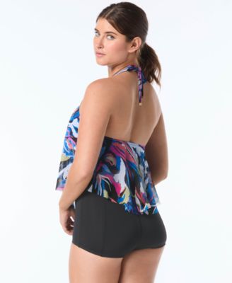 Women's Aura High Neck Mesh Ruffle Top