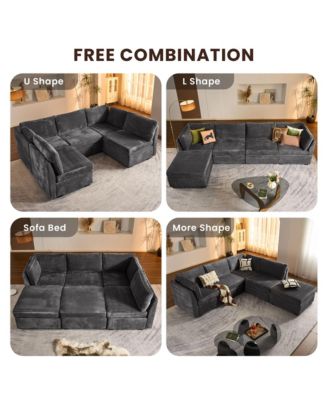 128''×96'' Modular Sectional Sofa , 8-Piece U-Shaped Deep Seat Cloud Couch with Chaise Ottoman