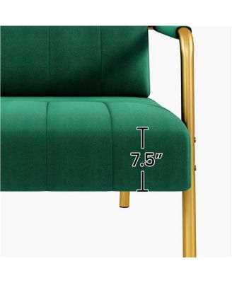 56.5″ W Upholstered Sofa Couch with Gold-tone Metal Arms and Legs