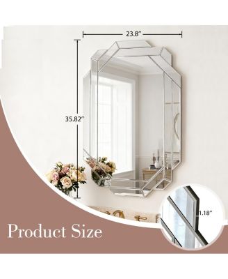 Large Wall Mirror for Decor, Horizontal or Vertical Frameless Beveled Edge Mirror (35.8''x 23.8'')