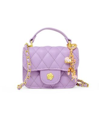 Tiny Quilted Ballet Charm Handbag, Purple