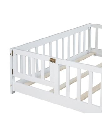 Floor Bed with Fence & Door, Rubber Wood