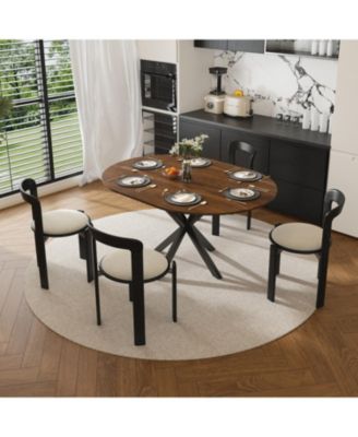 Streamdale Extendable Round Dining Table, 6-Person, Wood Veneer, 42-58 Inches