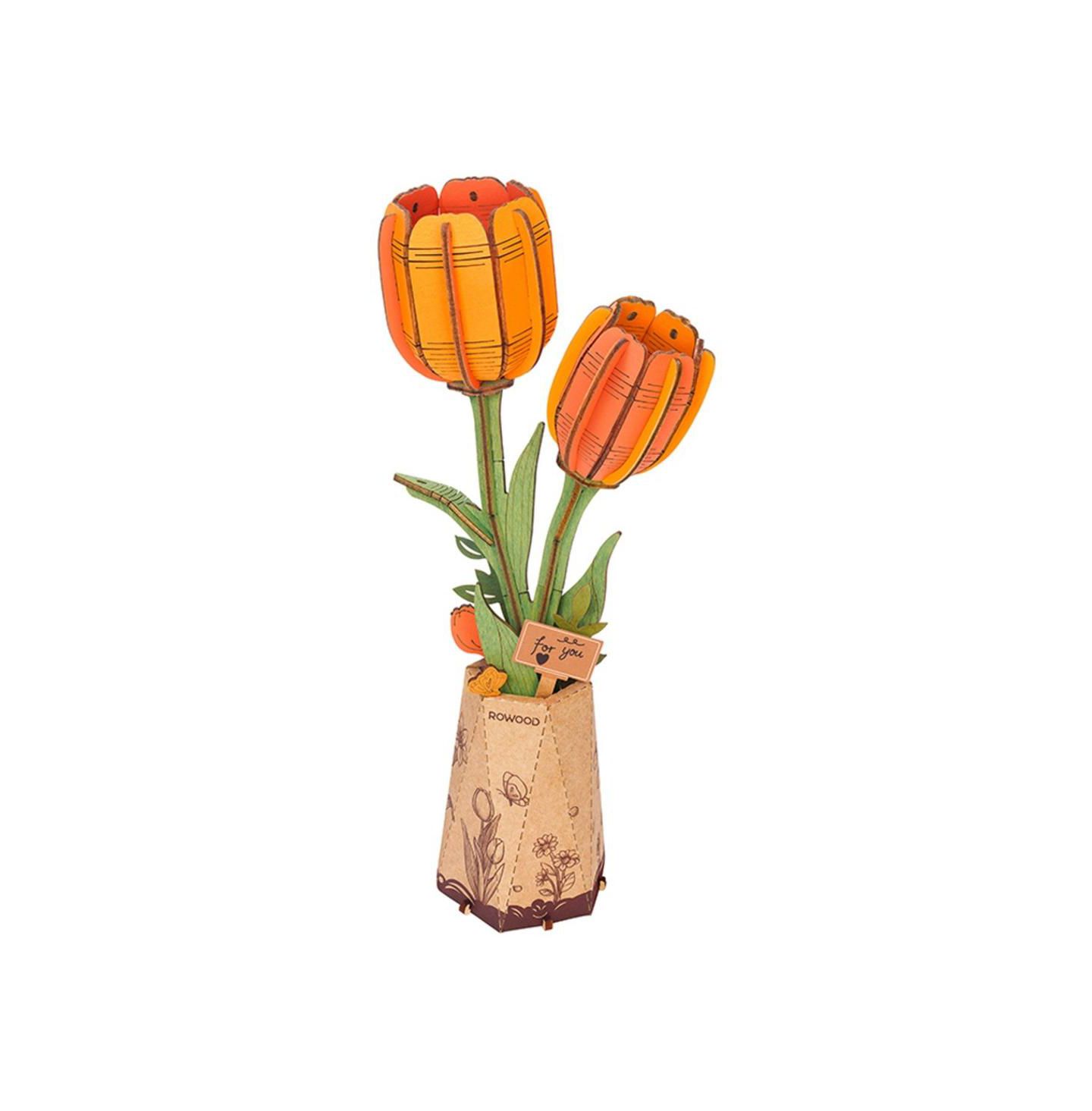 Детский конструктор Flash Popup Orange Tulip 3D Wood Puzzle 76-Piece Building Set, Ages 14+ — фото 1