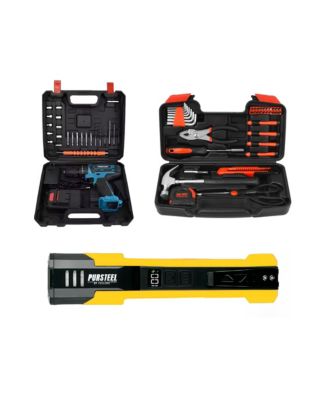 All-in-One Home Project Powerhouse: 21V Cordless Drill, Handy Solutions 39-Piece Tool Kit, and Ultra Bright Flashlight