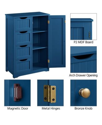 Wooden Bathroom Cabinet 32.5-Inch Height with 4 Drawers and Cupboard