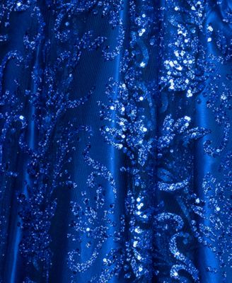 Juniors' Glitter Lace-Up Sweetheart Gown