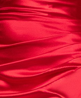 Juniors' Long Strapless Glam Satin Slim Gown