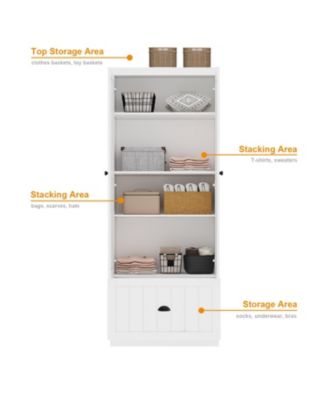 27.6'' W x 70.9'' H White Freestanding Utility Storage Cabinet, Pantry