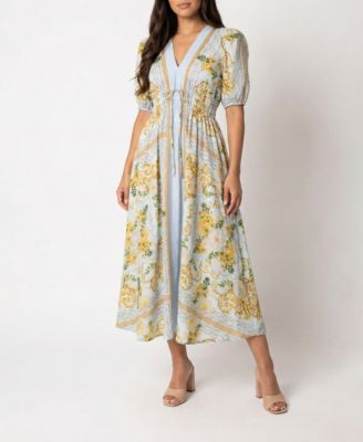 Women's Smocked Waist A-Line Tie Detail Dress