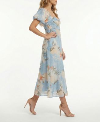 Women's Pleated Square Neck Empire Waist Dress