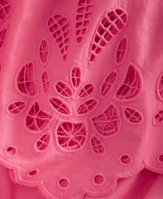 Women's Cotton Eyelet Lace Midi Skirt