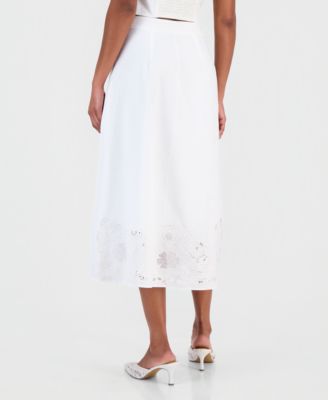 Women's Floral Lace-Trim Midi Skirt