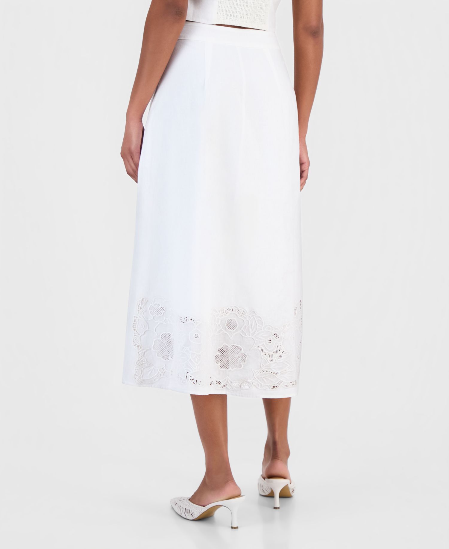 Women's Floral Lace-Trim Midi Skirt