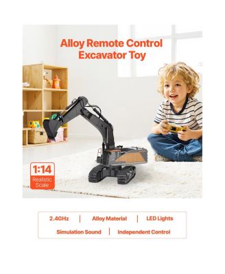 Remote Control Excavator Toy, 11 Channel, 1:14 Scale Remote Control Digger Toy, RC Excavator with Lights & Sound