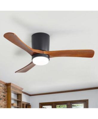 42-inch Minimalist Black 3-Blade Flush Mount Ceiling Fan with Light Remote Control and Timing Function