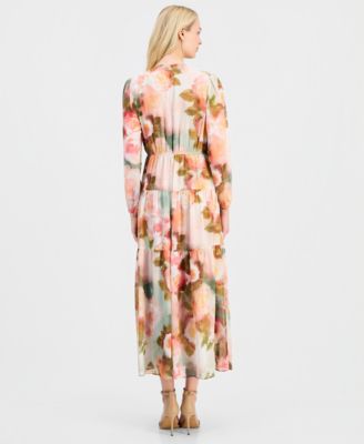 Women's Tiered Blouson-Sleeve Dress