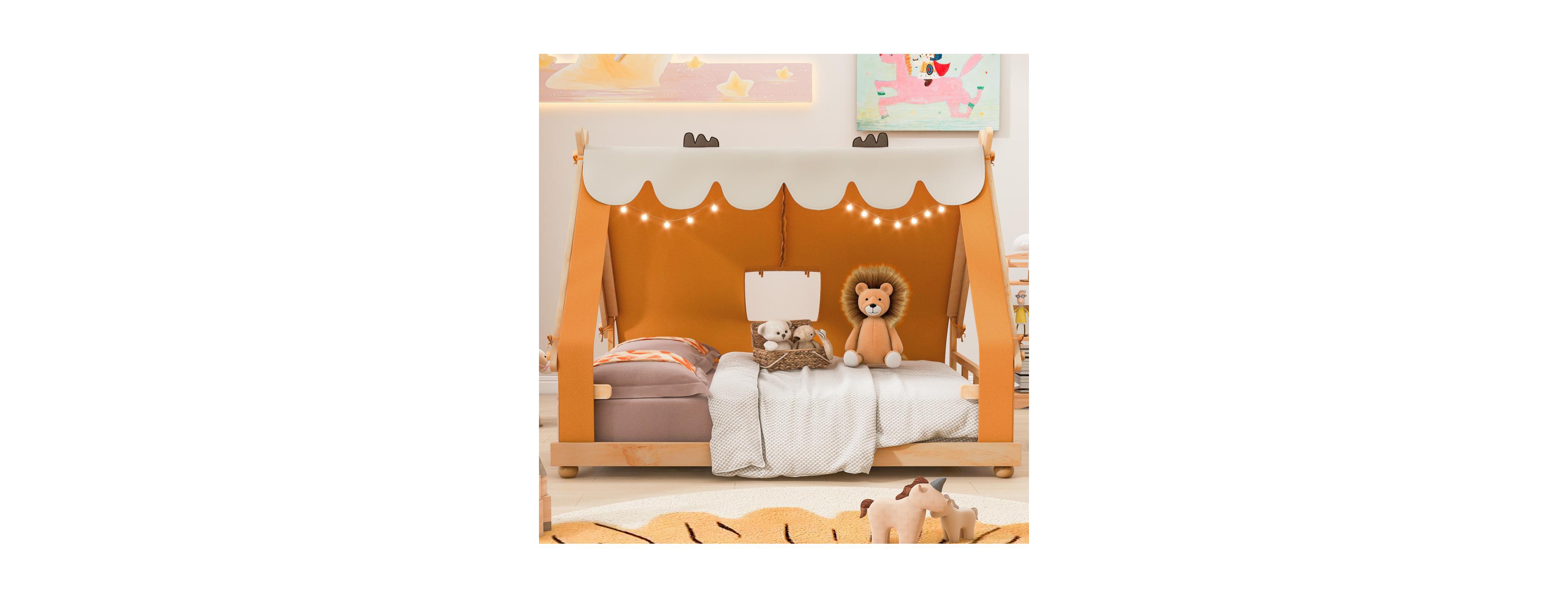 Streamdale Furniture Full House Bed with Tent and Light.
