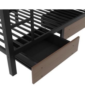 Twin Size Metal Bunk Bed with Storage, LED, and USB