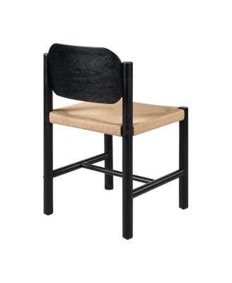 Streamdale Wooden Dining Chairs with Beige Paper Rope Seat, Set of 2