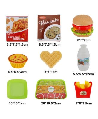 30-Piece Pretend Play Fast Food Set for Kids with Hamburger, Fries, Hot Dog & Waffle