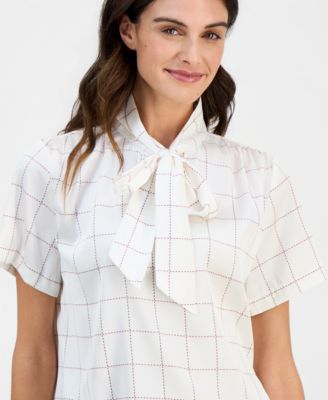 Women's Printed Satin Sleeveless Tie Blouse